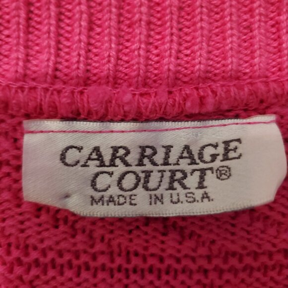 Vintage 80s Hot Pink Short Sleeve Sweater from Carriage Court, M - Picture 4 of 4